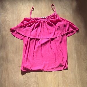 Lush Vibrant Pink Off-Shoulder Blouse